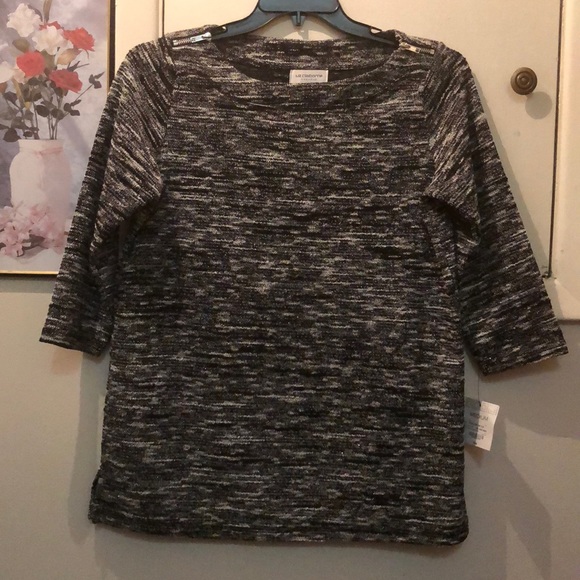 3/4 Sleeve Shoulder Zip Tunic Top - Picture 2 of 7